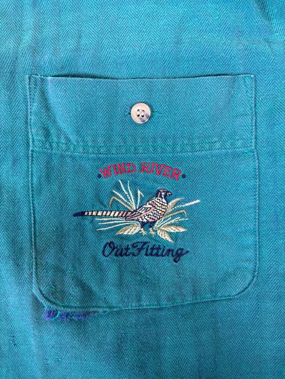 Wind River Outfitting Embroidered Teal Pocket Shirt